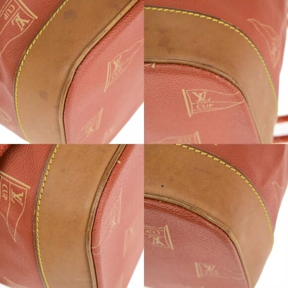LOUIS VUITTON Logo Cup Saint Tropez Shoulder Bag PVC Leateher Red - Picture 8 of 12
